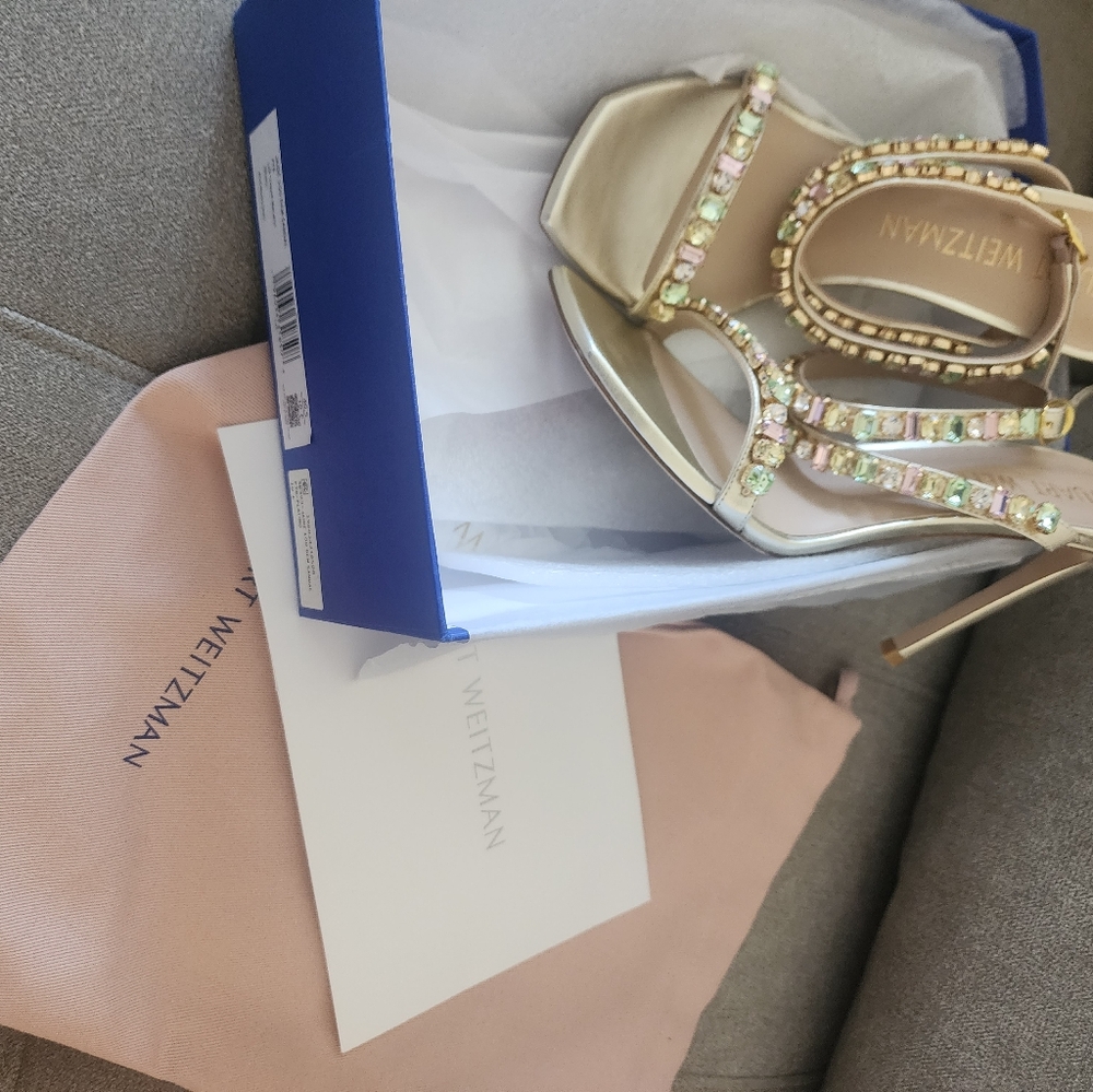 Stuart Weitzman Jaide 100 Gem Sandal 10 40.5 Meta… - image 3